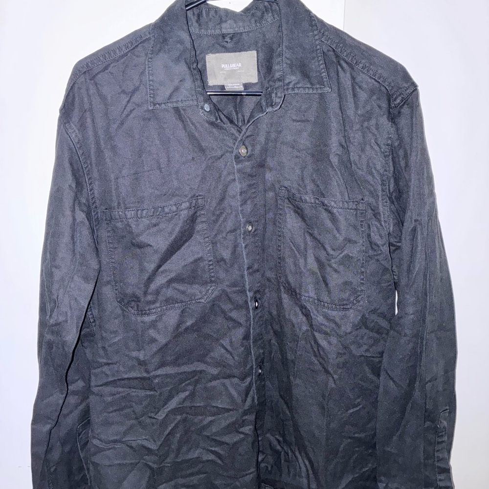 Pull&Bear Charcoal Button-Up Shirt